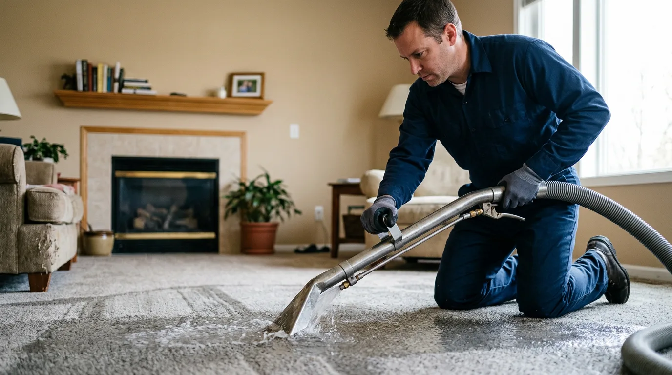 Water damage restoration technician working near Dwight, KS